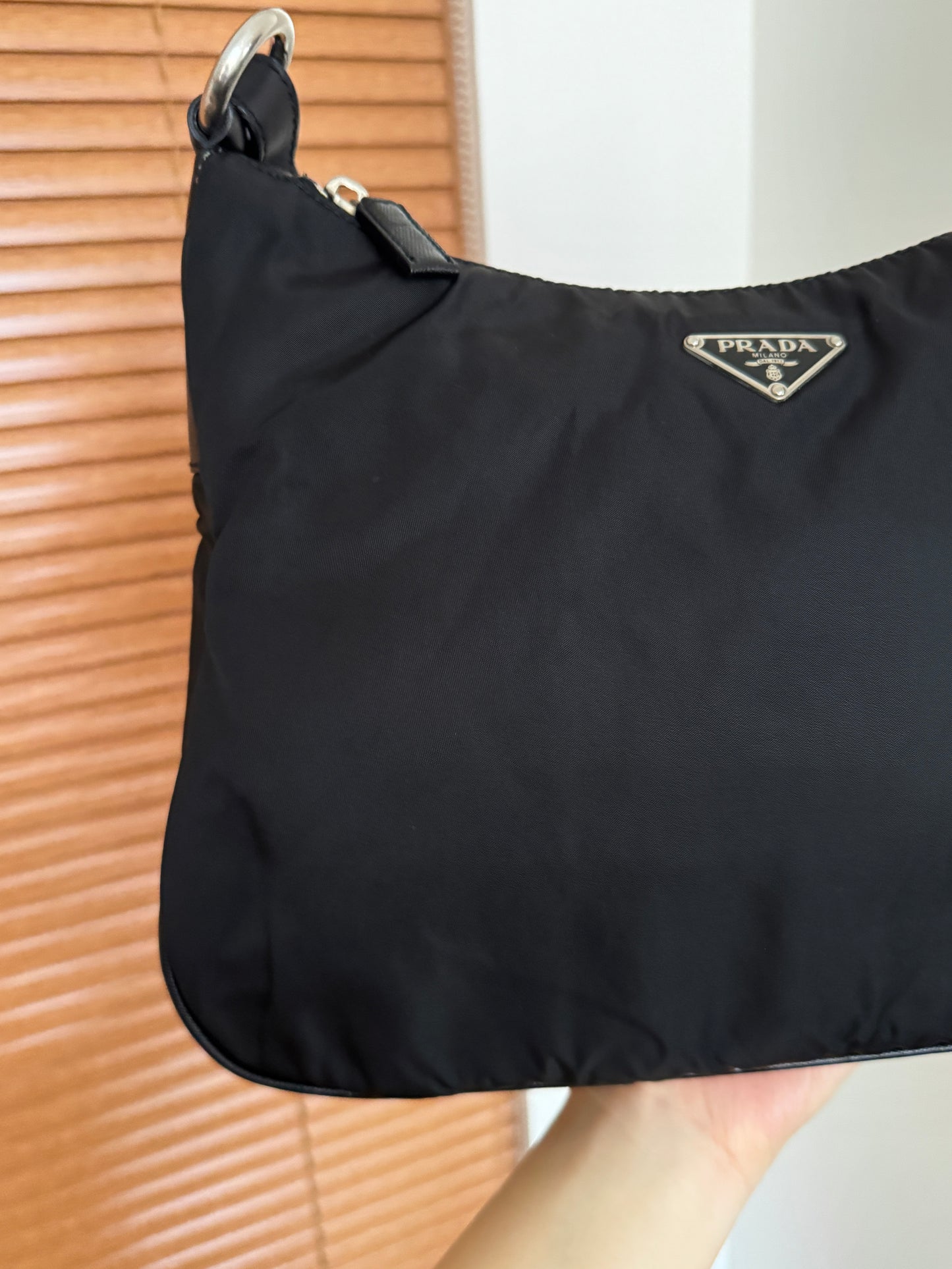 Vintage Prada nylon leather hobo bag🏍️