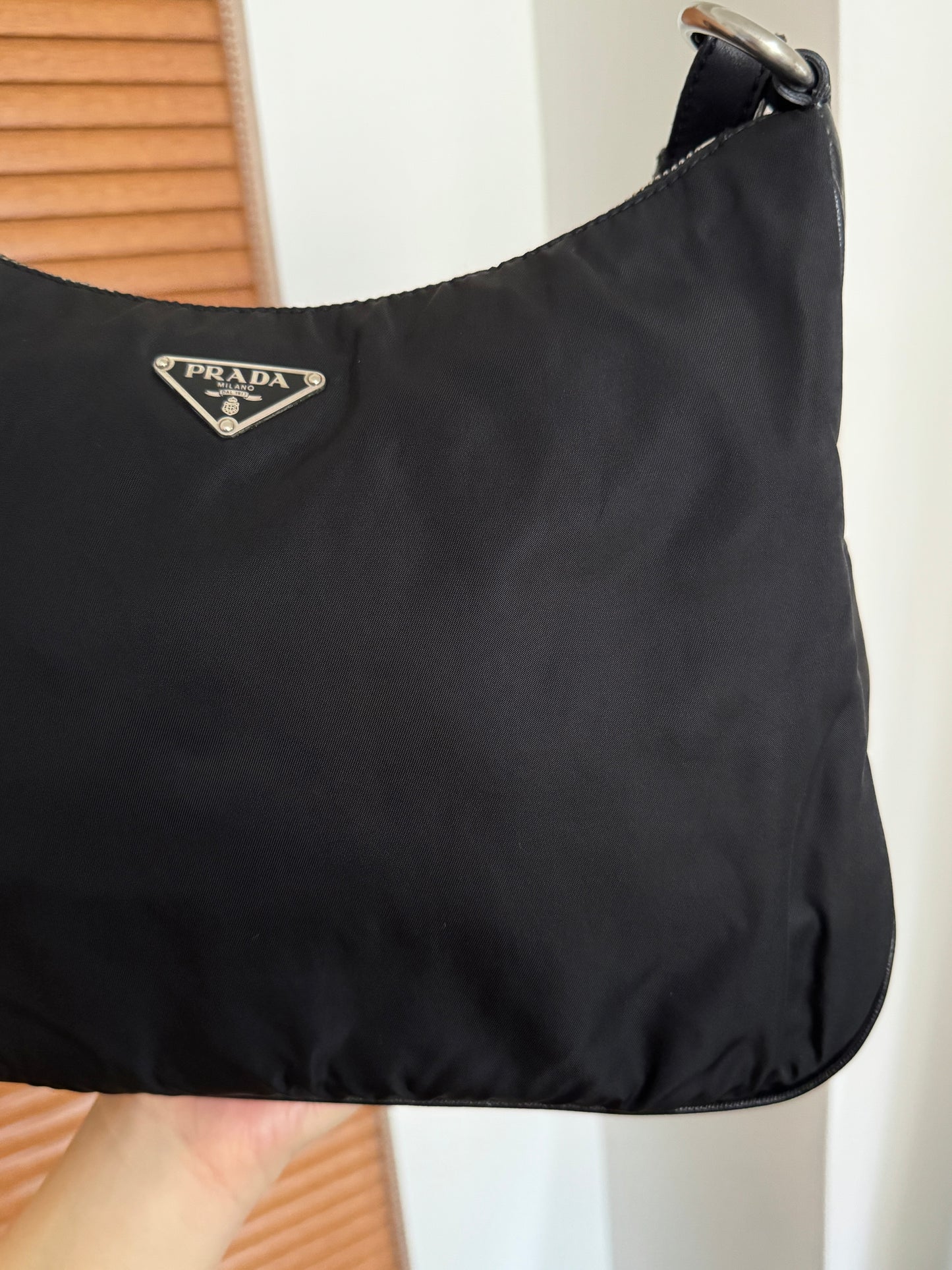 Vintage Prada nylon leather hobo bag🏍️