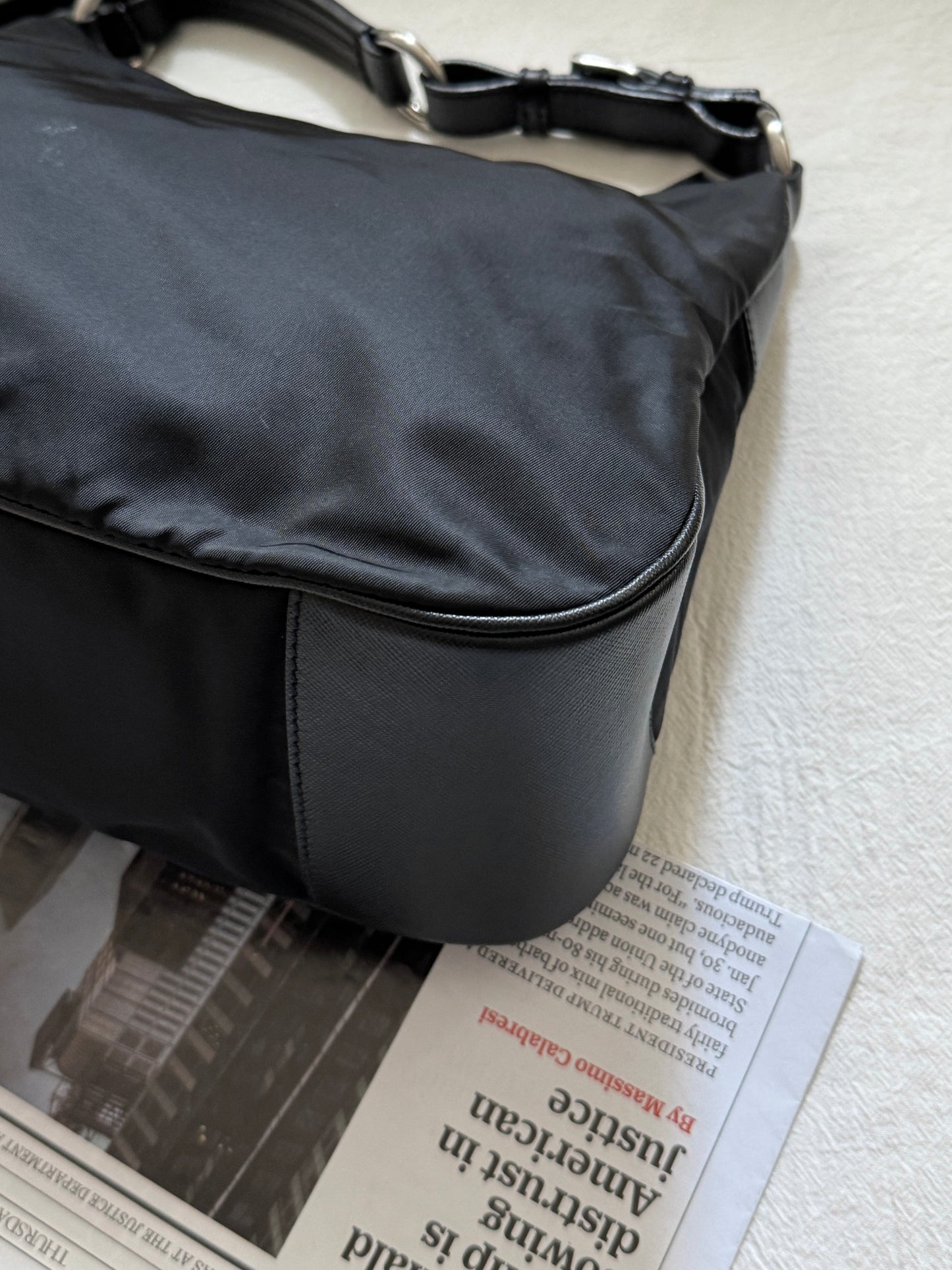 Vintage Prada nylon leather hobo bag🏍️