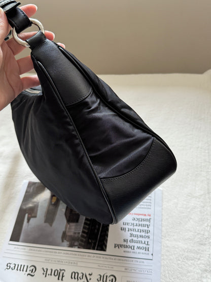 Vintage Prada nylon leather hobo bag🏍️