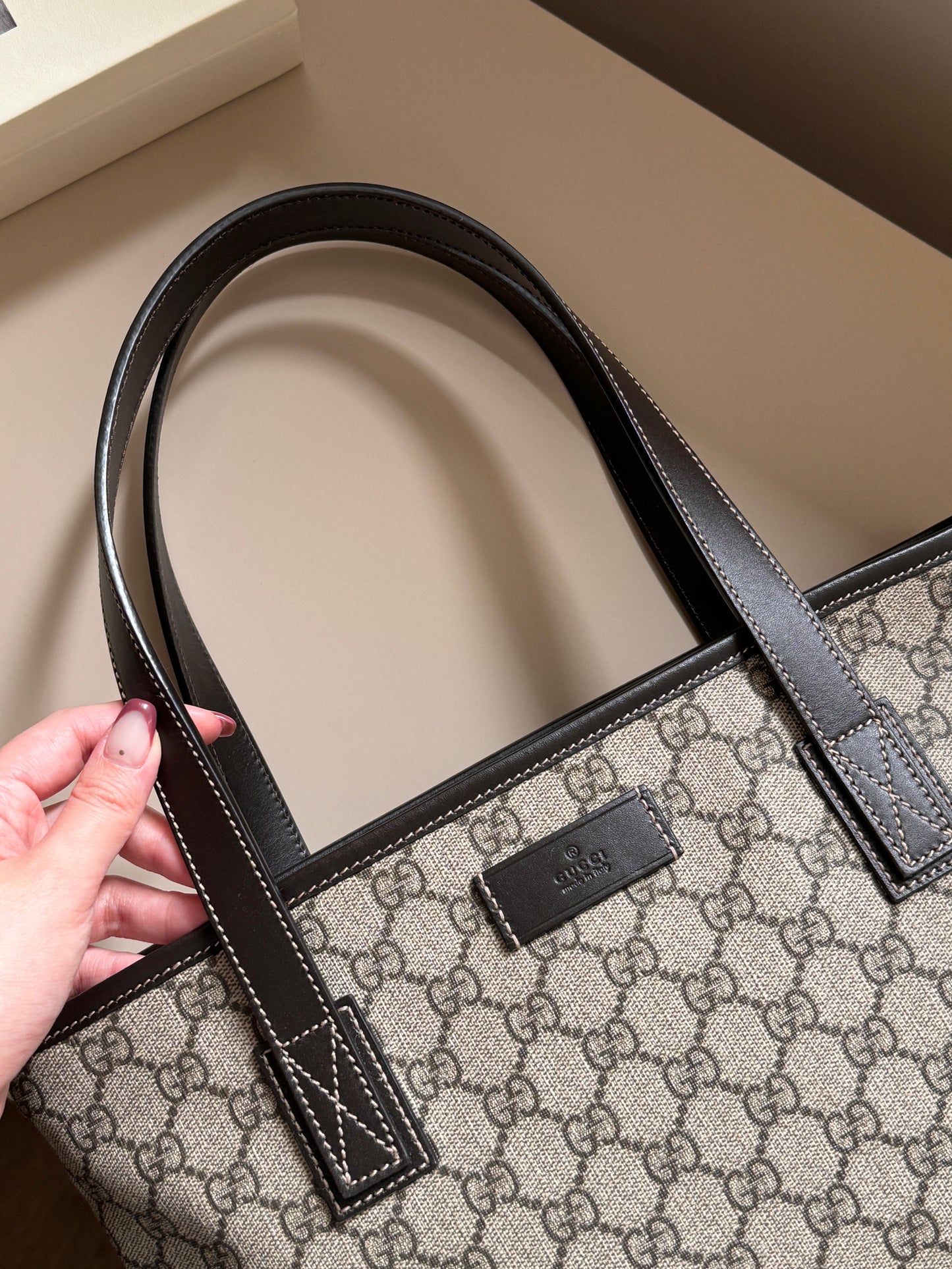 Vintage Gucci dark brown monogram tote