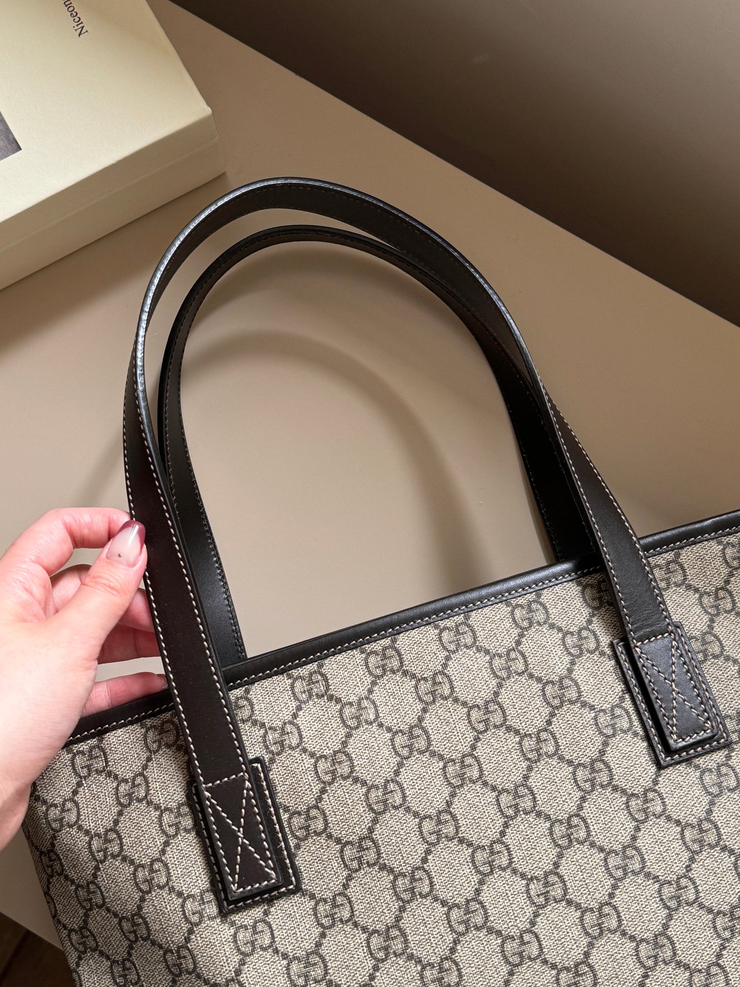 Vintage Gucci dark brown monogram tote