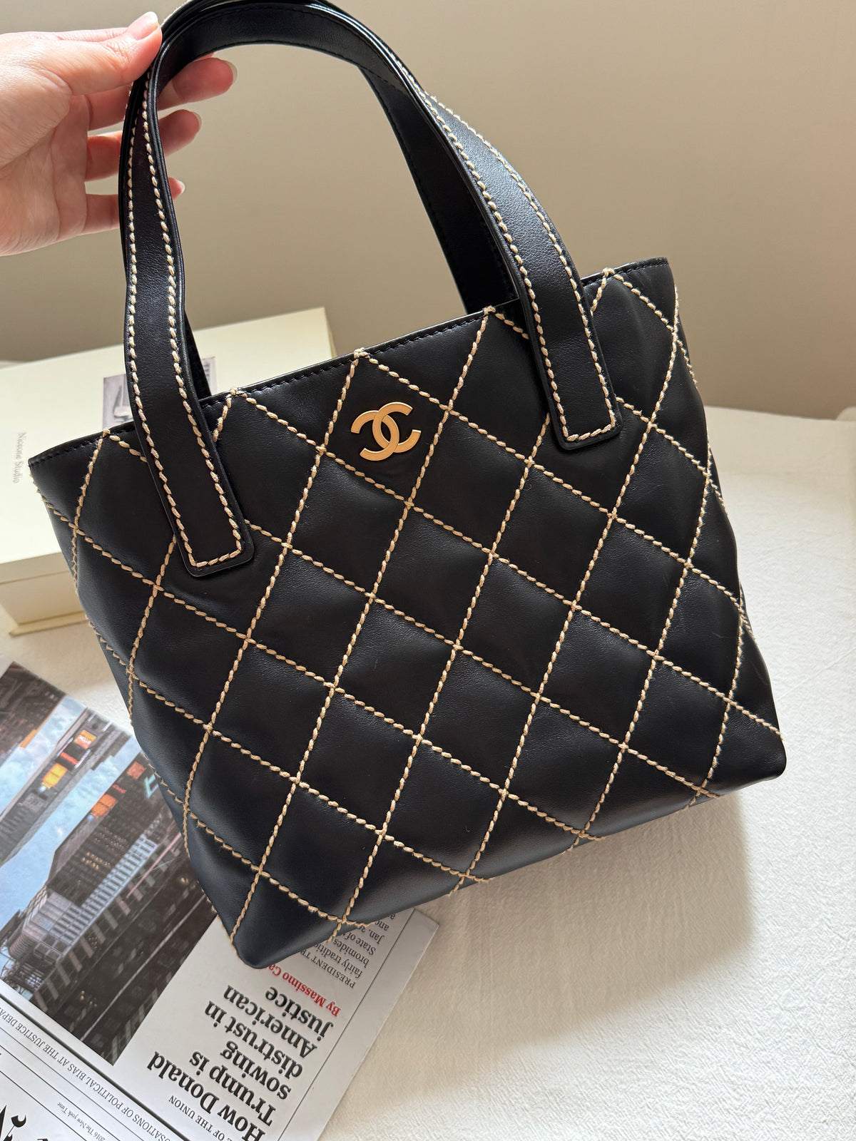 Vintage Chanel calfskin vivian tote