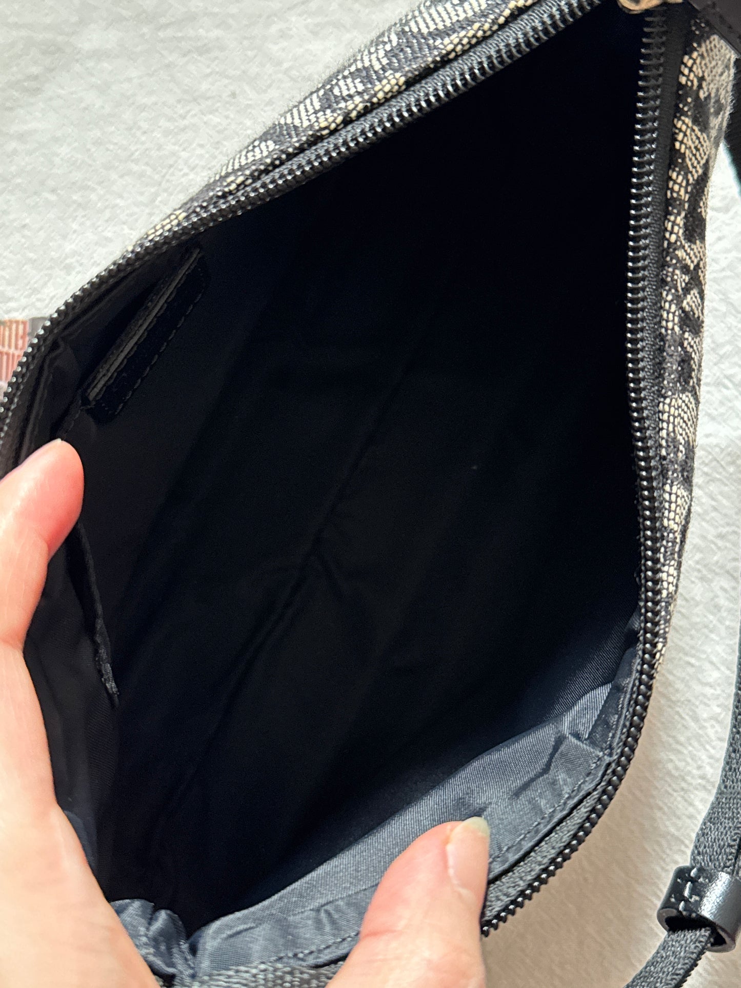 Vintage Dior 黑花銀扣trotter shoulder bag