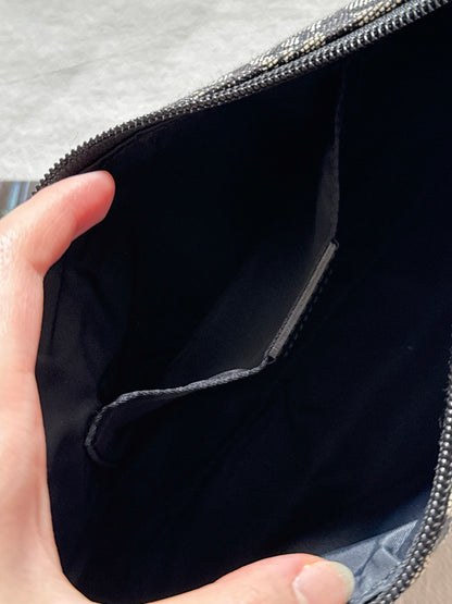 Vintage Dior 黑花銀扣trotter shoulder bag