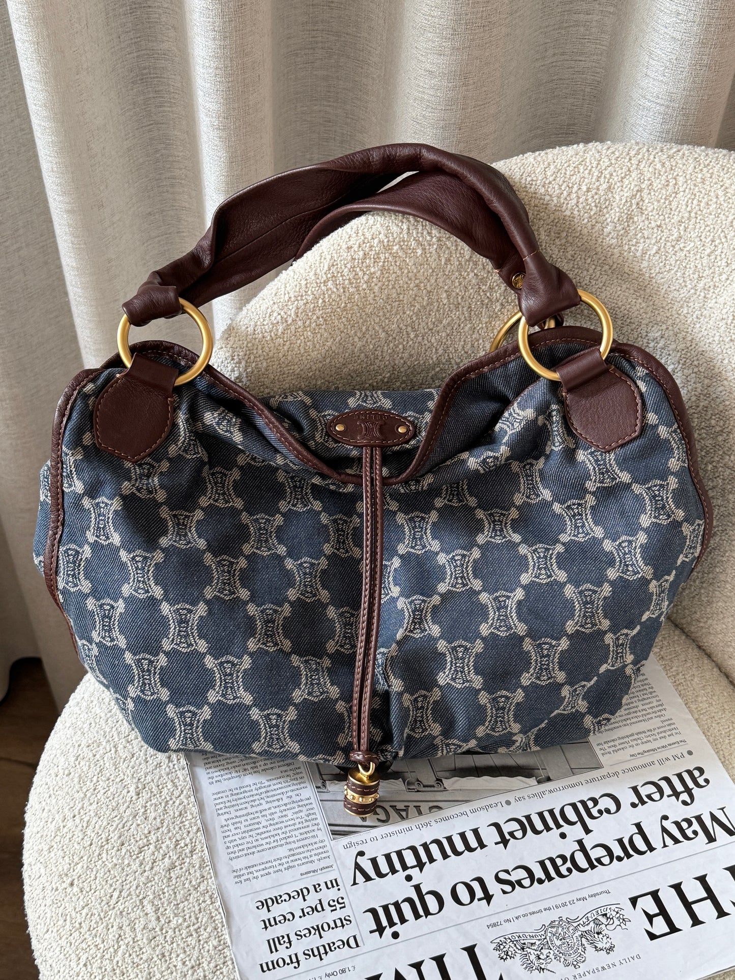 Vintage Celine denim macadam hobo📘