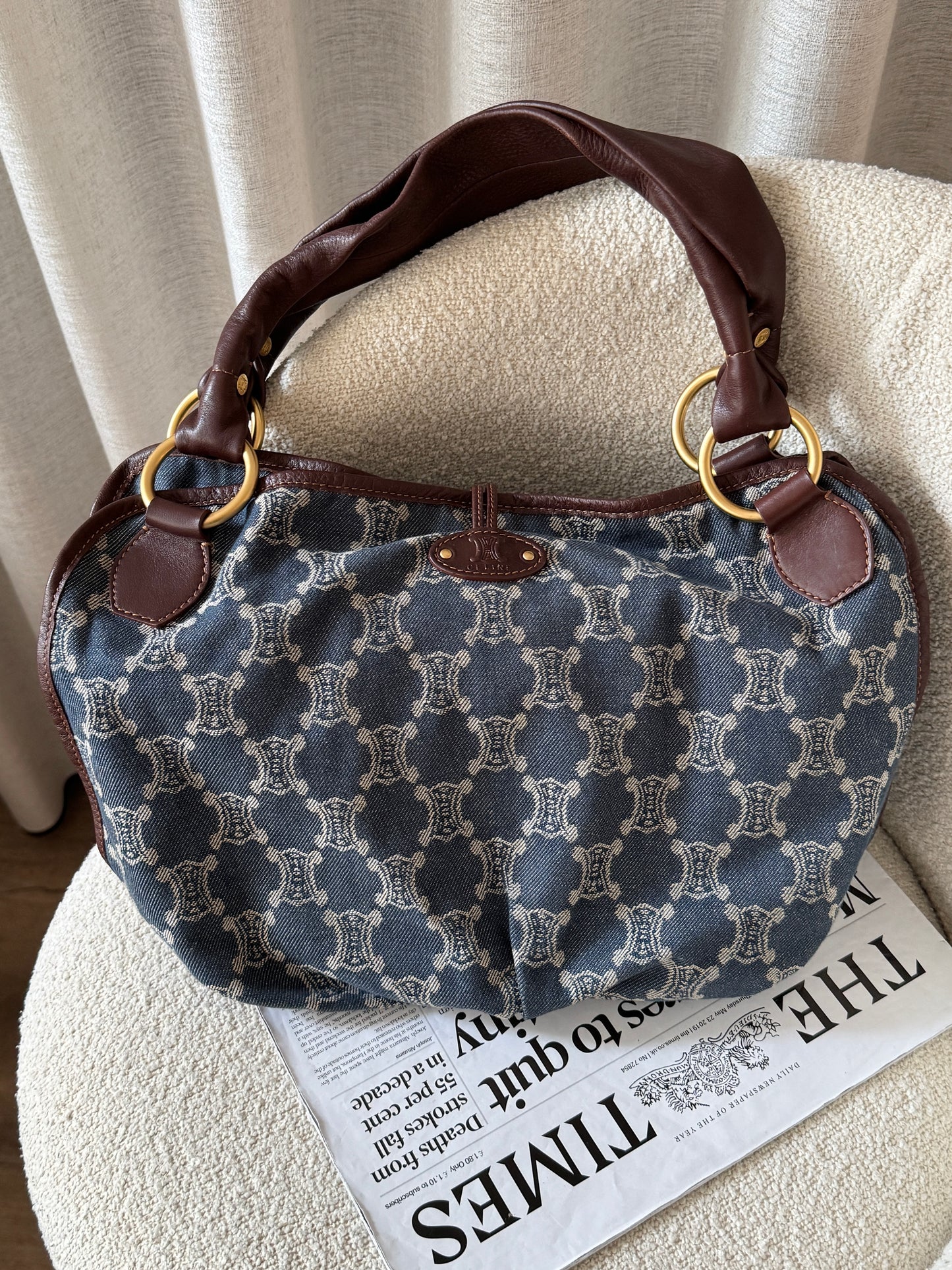 Vintage Celine denim macadam hobo📘