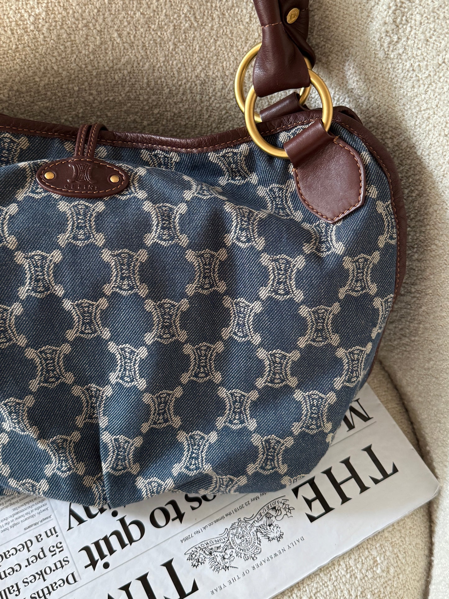 Vintage Celine denim macadam hobo📘