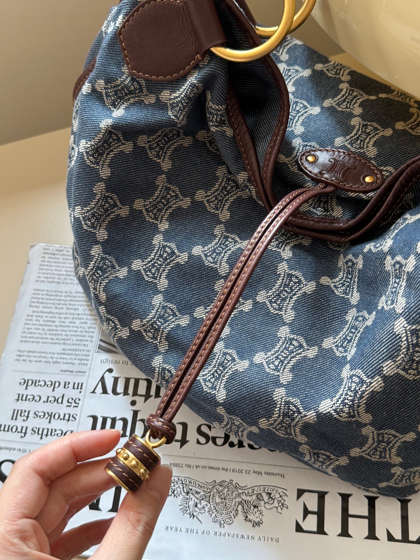 Vintage Celine denim macadam hobo📘