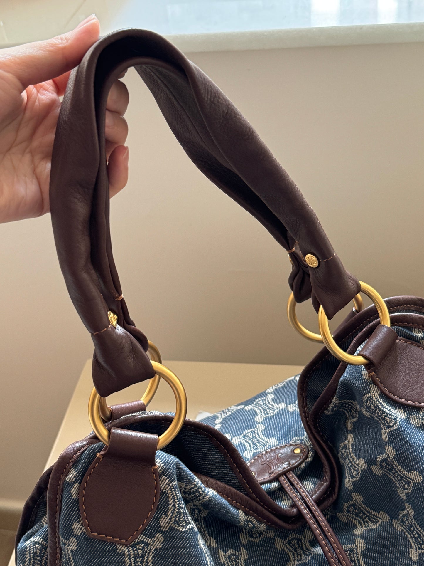 Vintage Celine denim macadam hobo📘