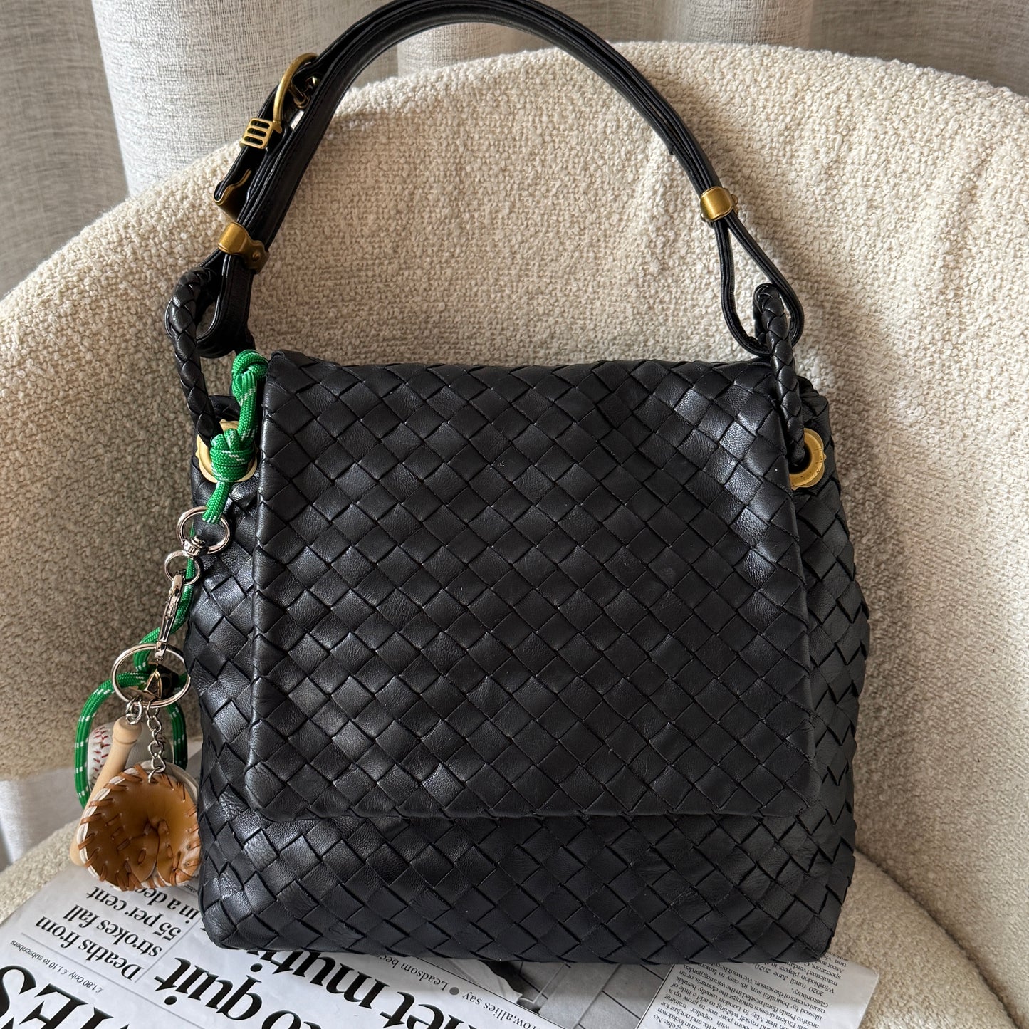 Vintage Bottega Veneta flap hobo bag