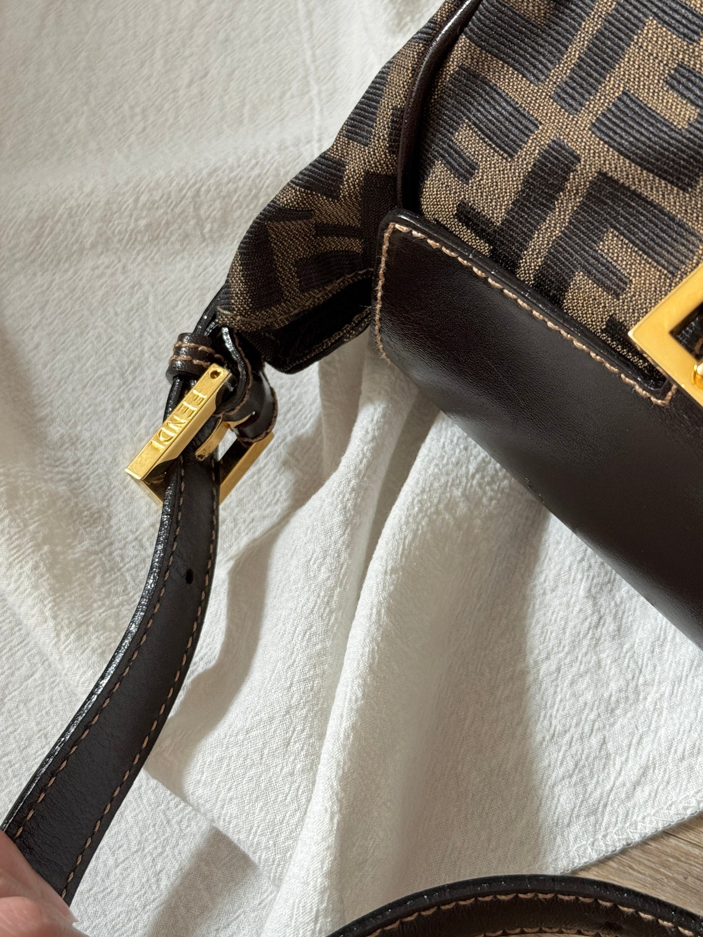 Vintage F e n d i 金扣✨zucca square bag