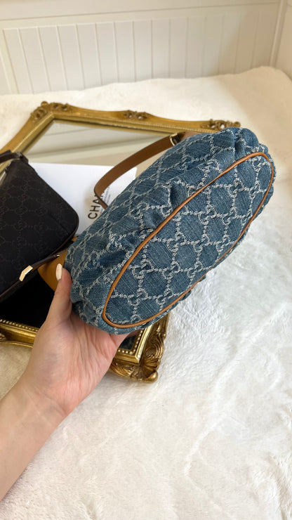 Vintage Gucci denim monogram hobo bag