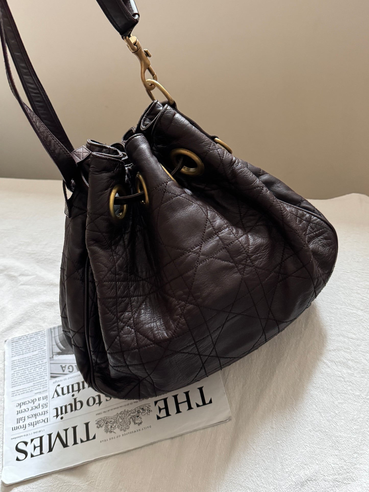 Vintage Dior 小羊皮cannage shoulder bag 35