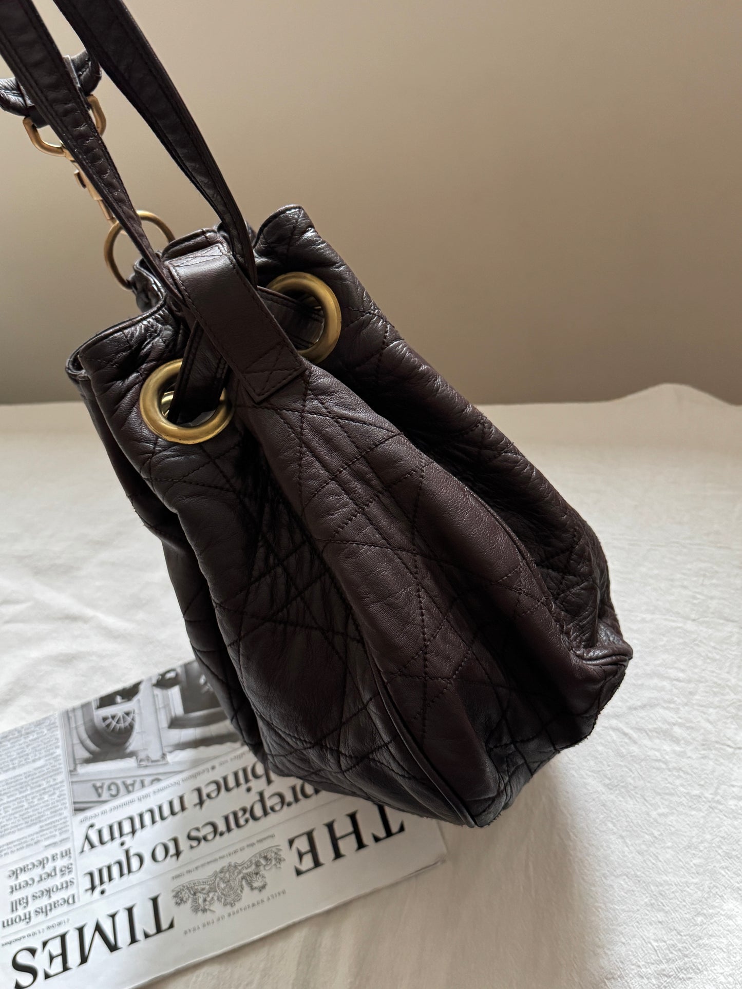 Vintage Dior 小羊皮cannage shoulder bag 35