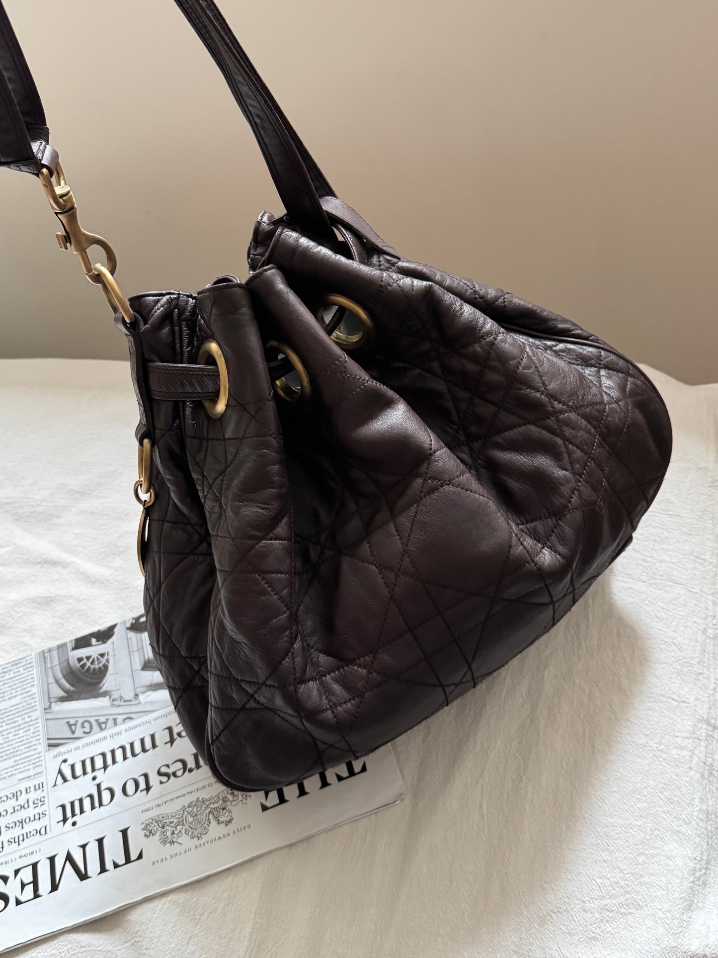 Vintage Dior 小羊皮cannage shoulder bag 35