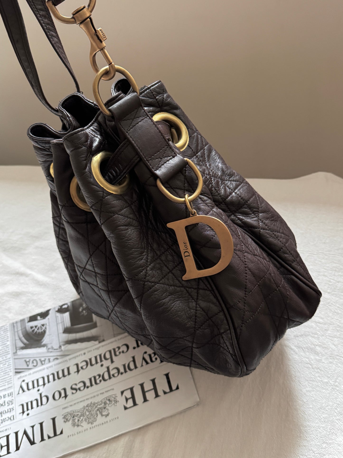 Vintage Dior 小羊皮cannage shoulder bag 35