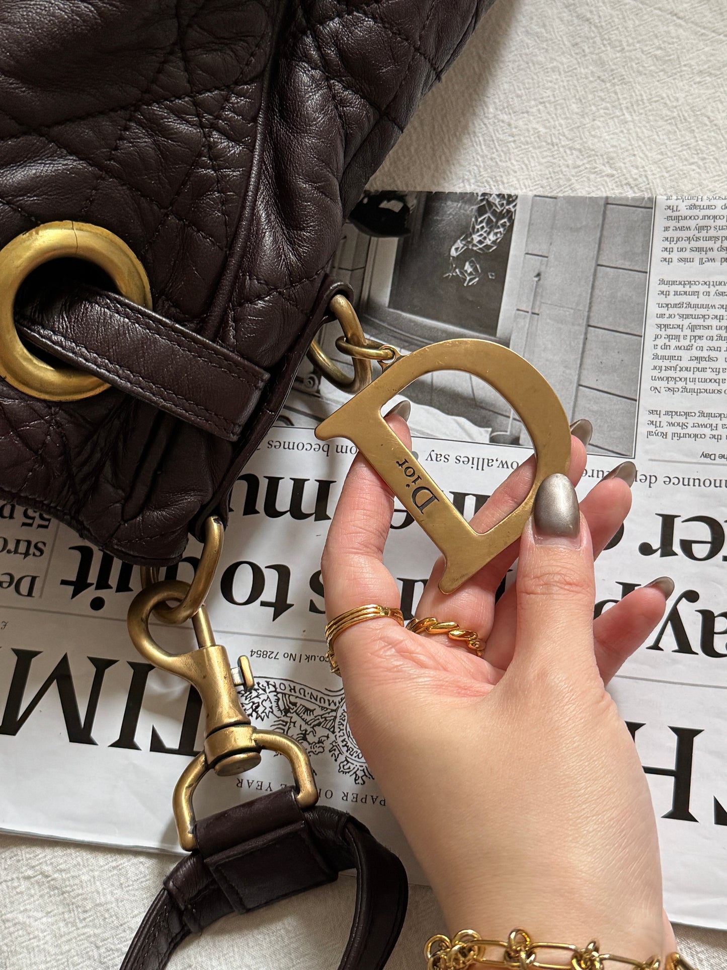 Vintage Dior 小羊皮cannage shoulder bag 35