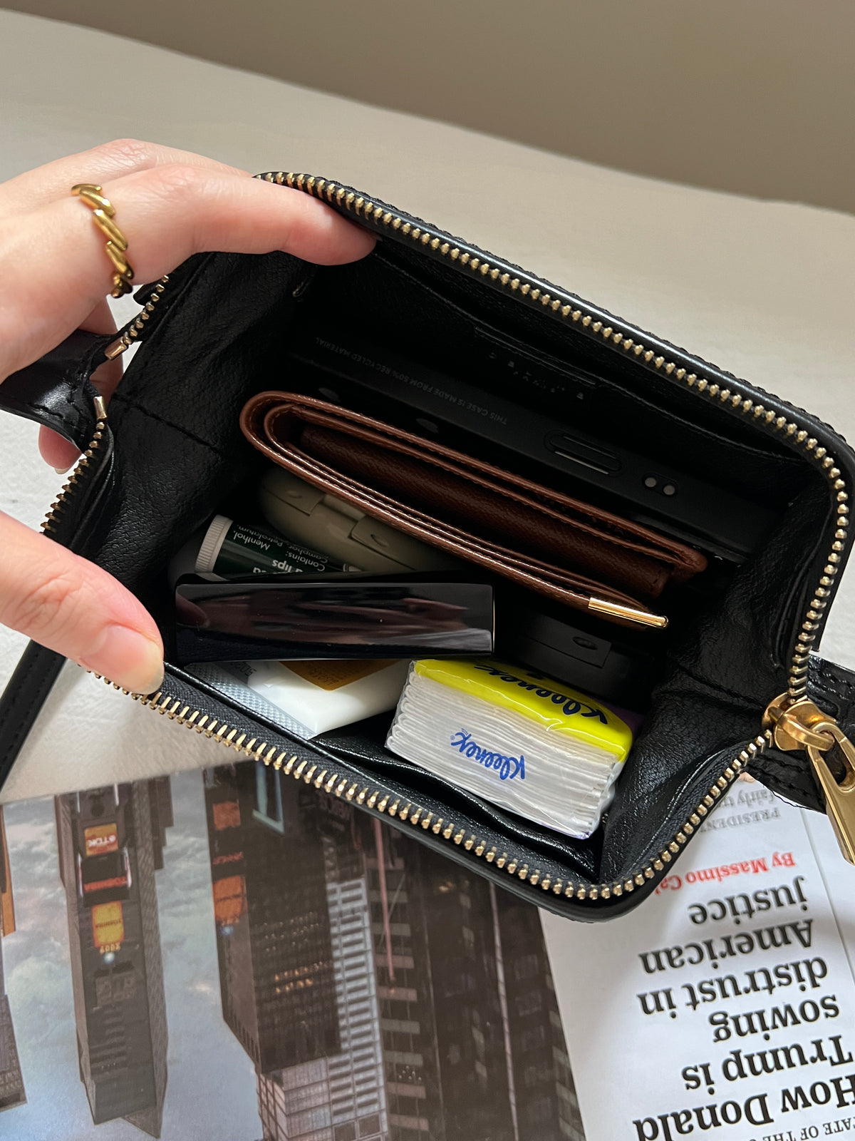 Vintage Celine black macadam mini pouch