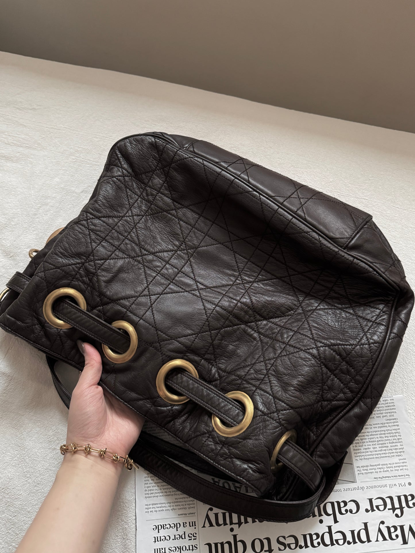 Vintage Dior 小羊皮cannage shoulder bag 35