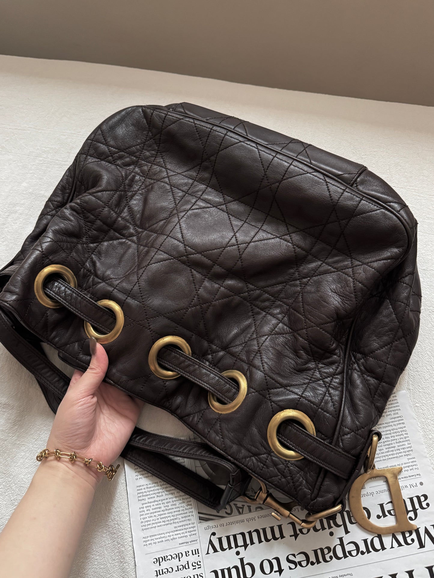 Vintage Dior 小羊皮cannage shoulder bag 35