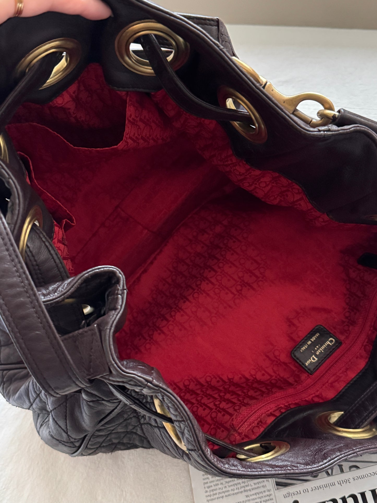 Vintage Dior 小羊皮cannage shoulder bag 35