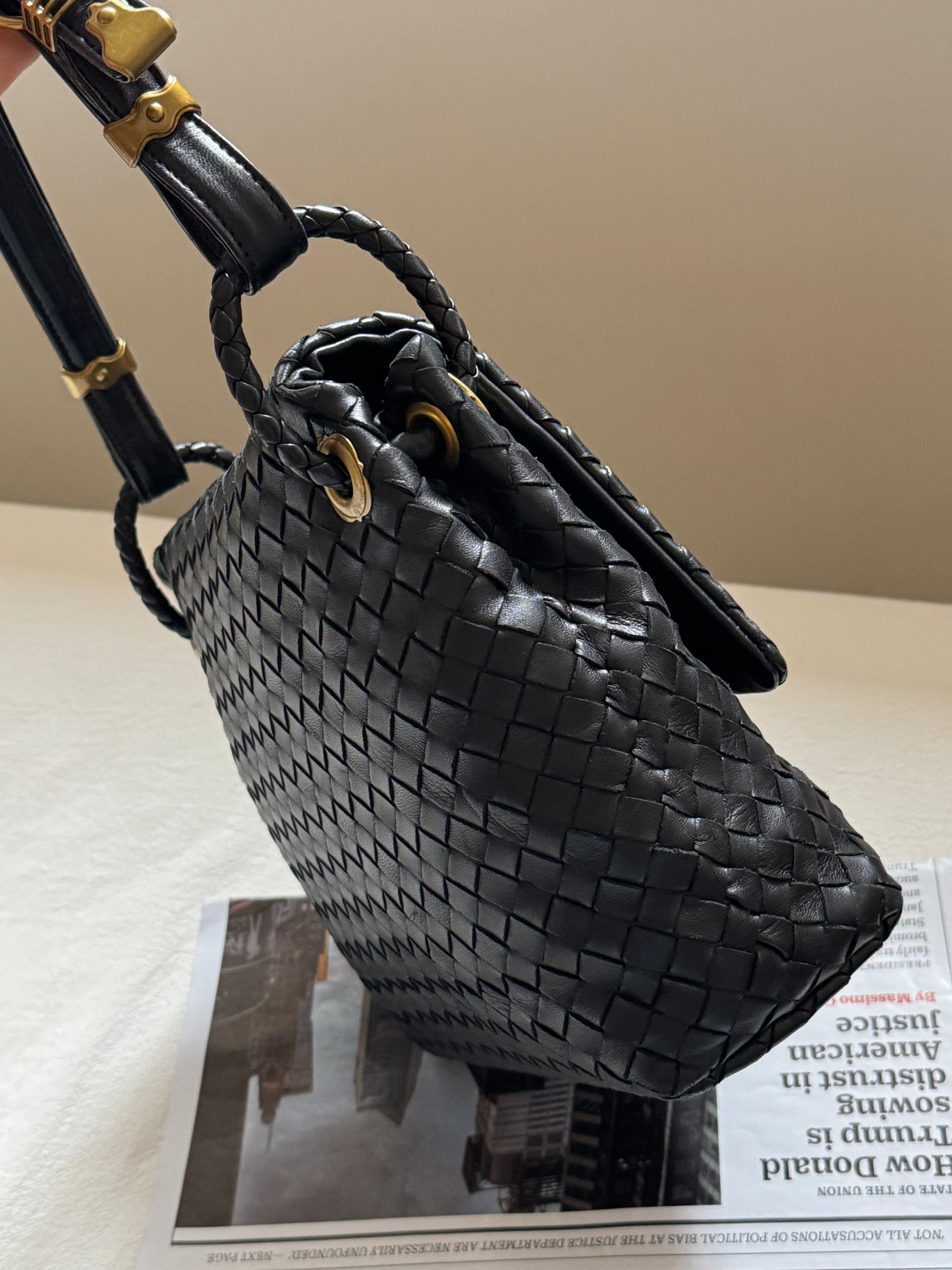 Vintage Bottega Veneta flap hobo bag