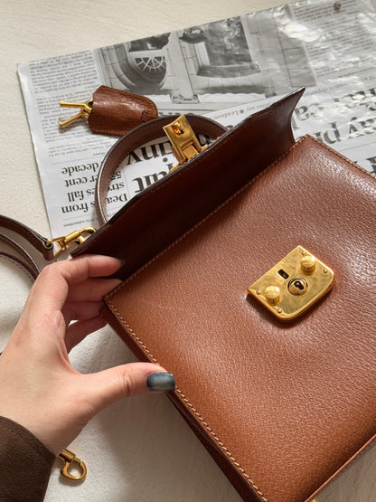 Vintage Gucci 金棕色lady lock kelly bag 20🗝️