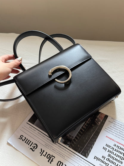 Vintage Cartier 黑銀豹頭classic kelly 2-way