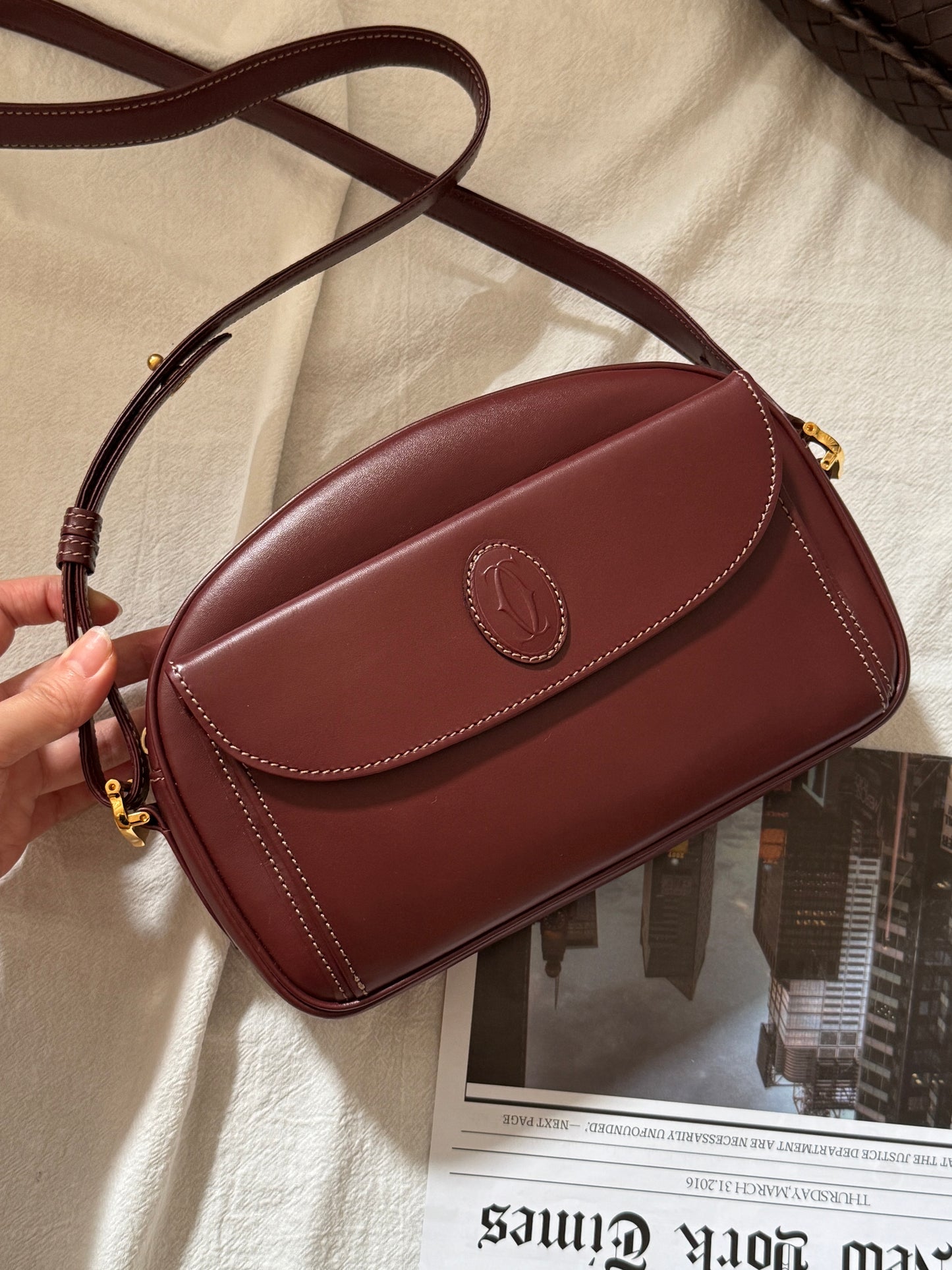 Vintage Cartier bordeaux 2-way蛋蛋袋🍷