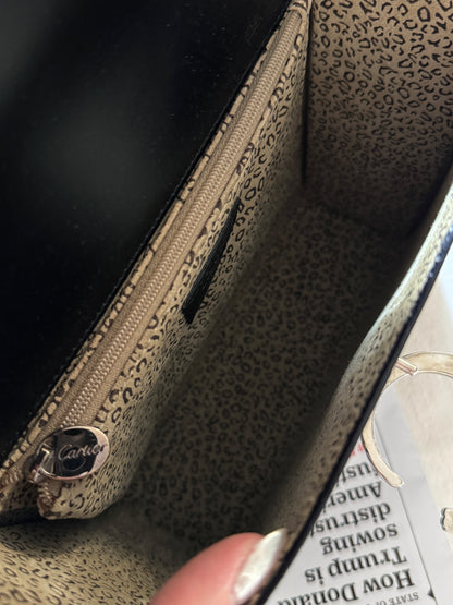 Vintage Cartier 黑銀豹頭classic kelly 2-way