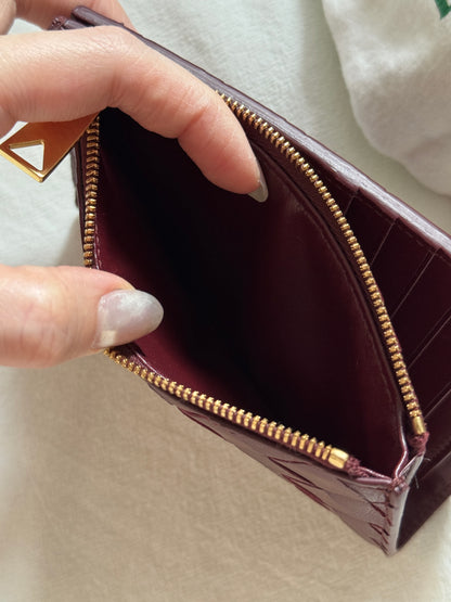 Pre-owned Bottega Veneta burgundy wallet🍷