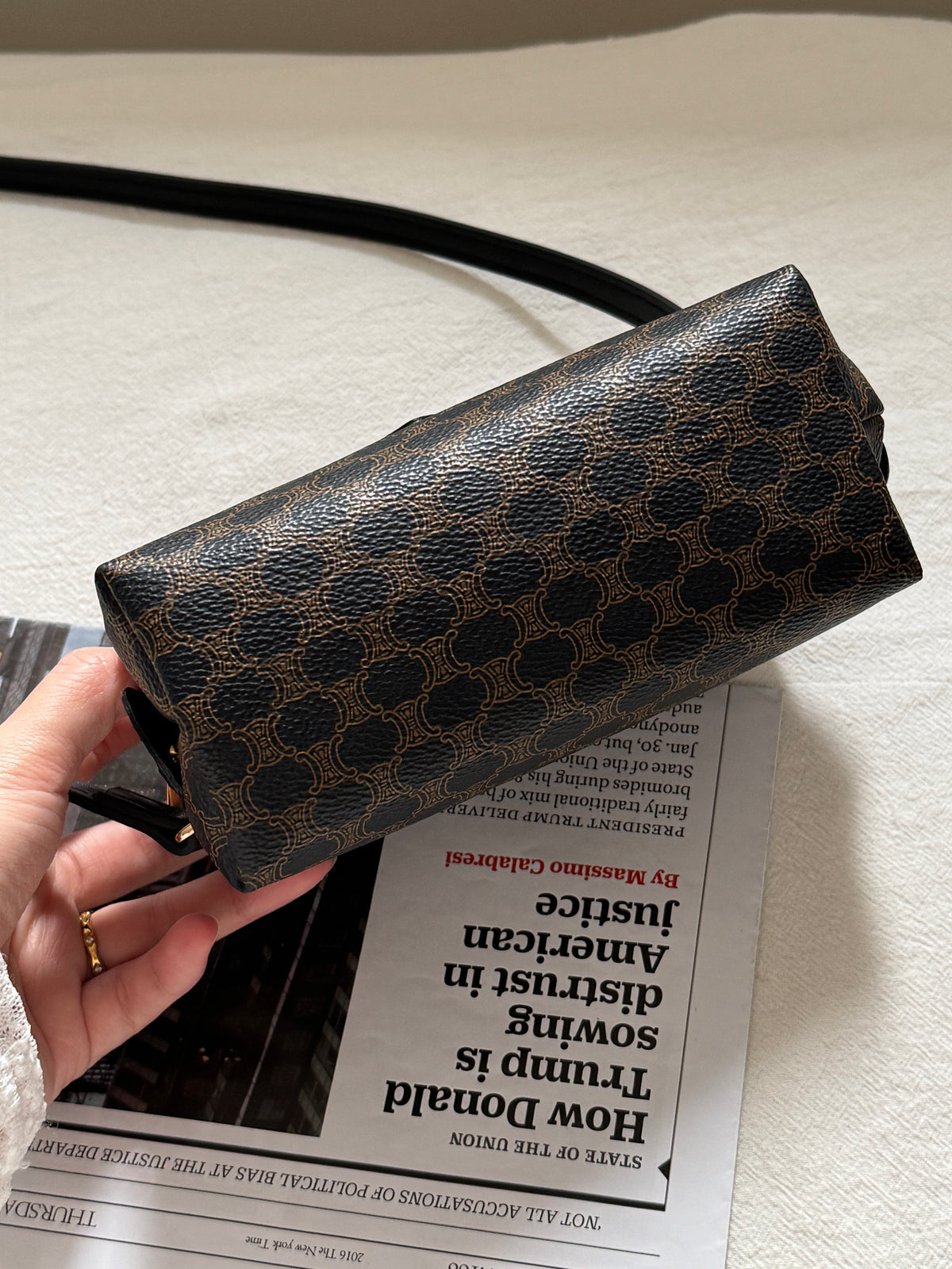 Vintage Celine black macadam mini pouch