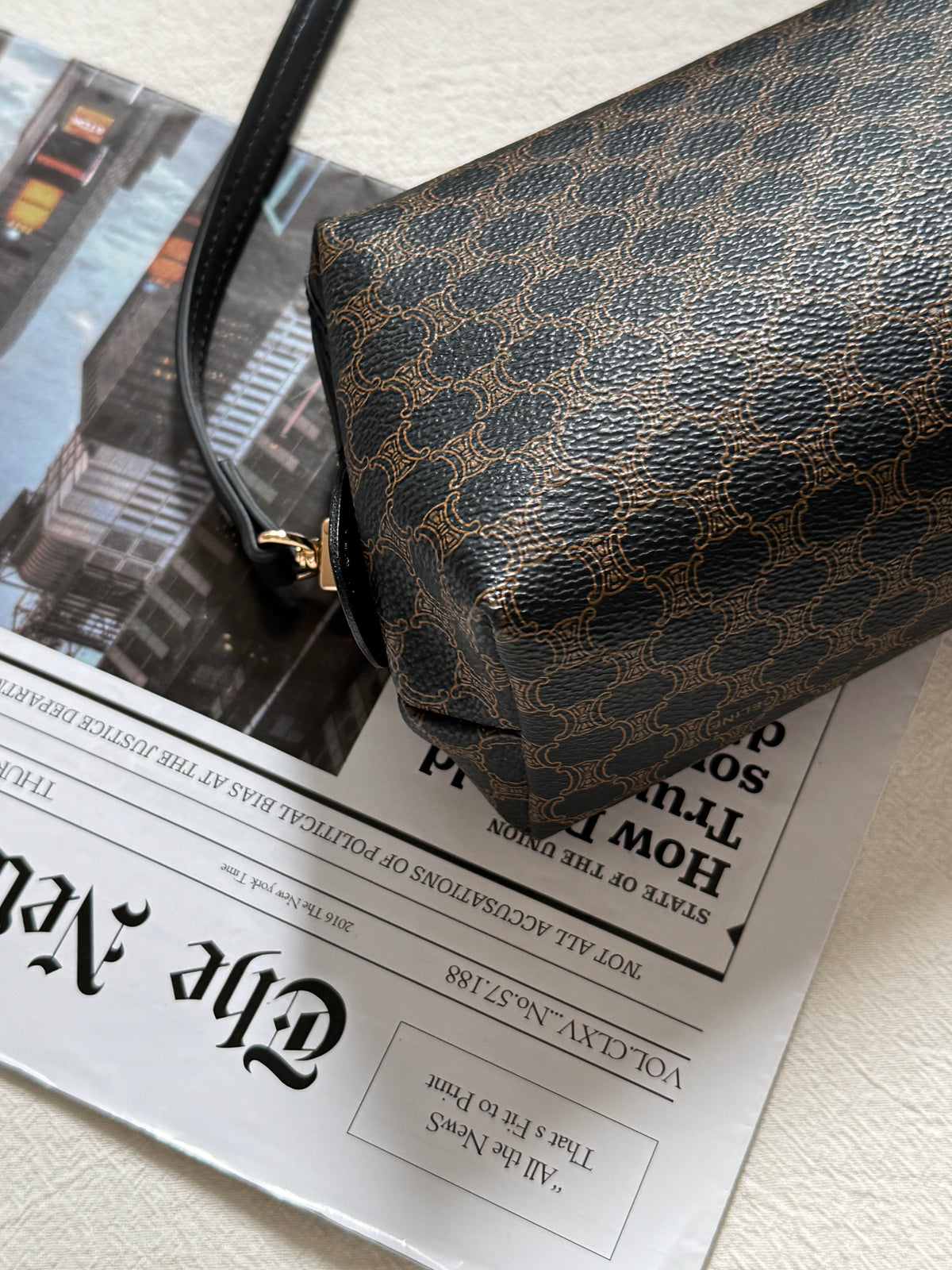 Vintage Celine black macadam mini pouch