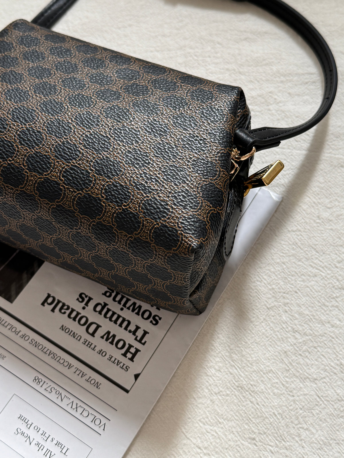 Vintage Celine black macadam mini pouch