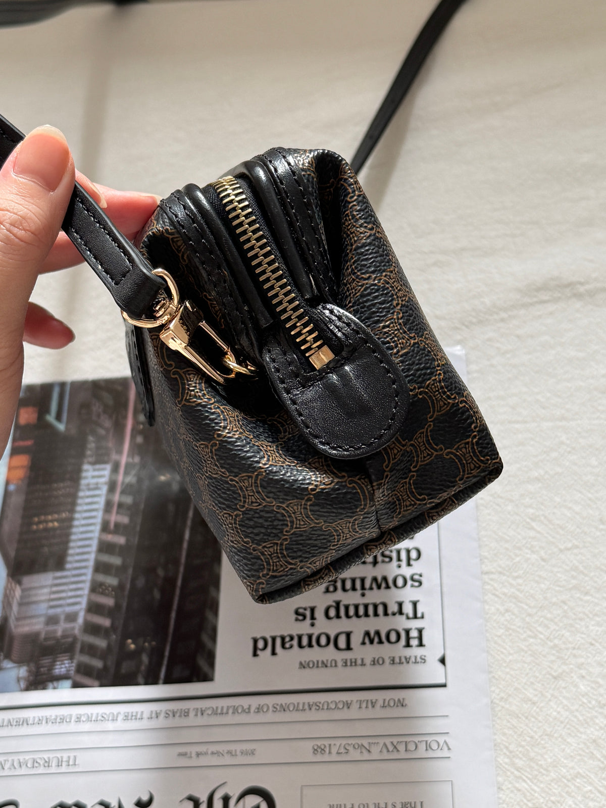 Vintage Celine black macadam mini pouch