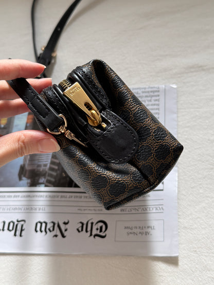Vintage Celine black macadam mini pouch