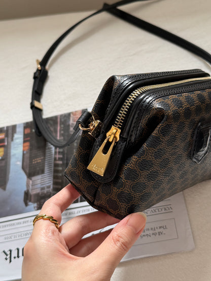 Vintage Celine black macadam mini pouch