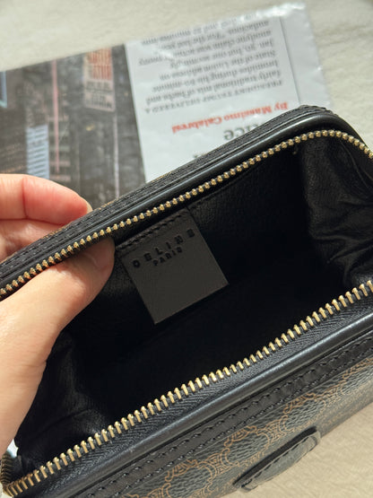 Vintage Celine black macadam mini pouch