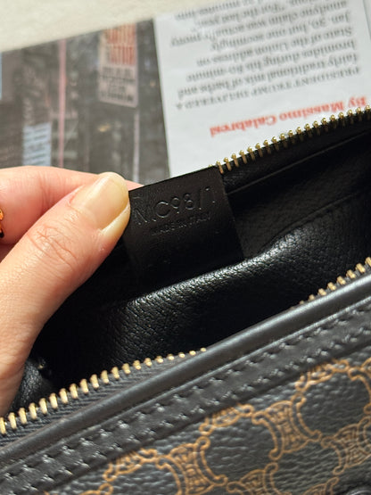 Vintage Celine black macadam mini pouch