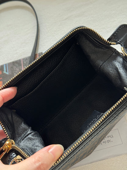 Vintage Celine black macadam mini pouch