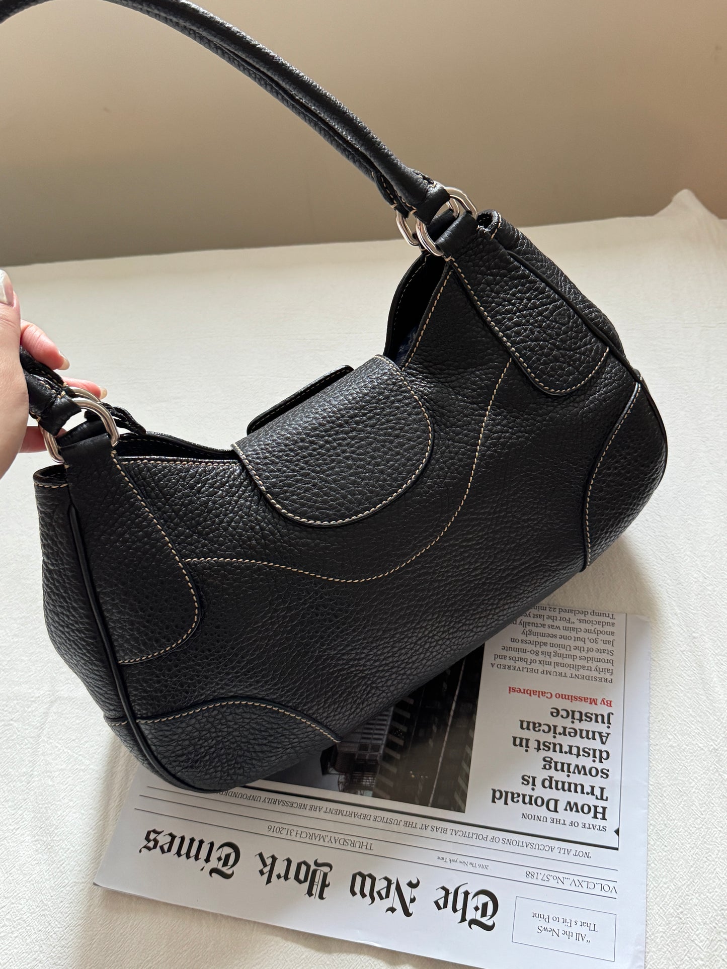 Vintage Prada 黑銀機車hobo bag🏍️