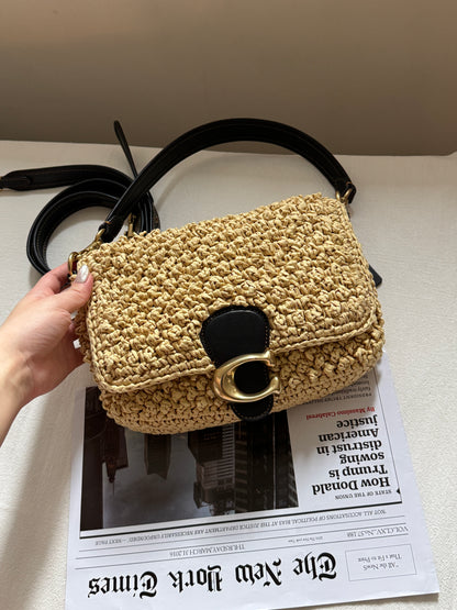 Pre-owned Coach raffia tabby