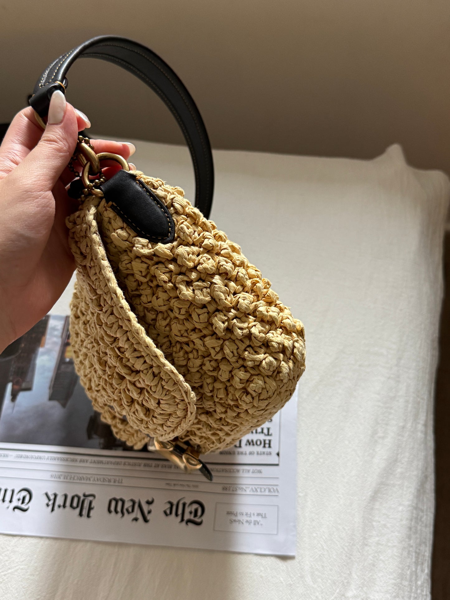 Pre-owned Coach raffia tabby