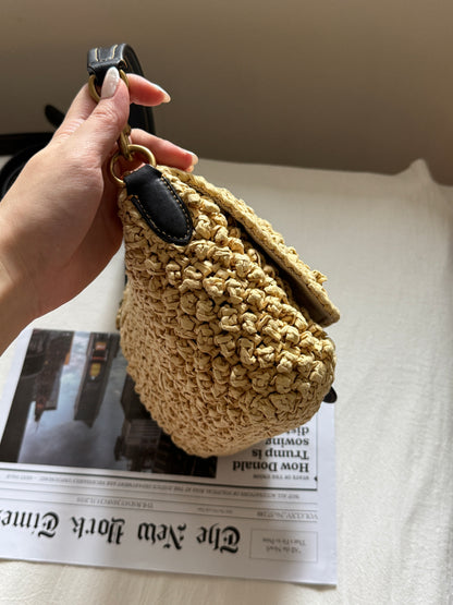Pre-owned Coach raffia tabby