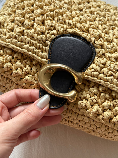Pre-owned Coach raffia tabby
