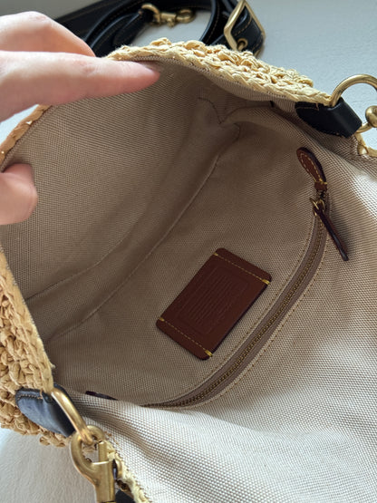 Pre-owned Coach raffia tabby