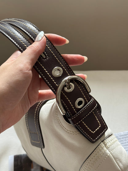 近新保存品！Vintage Coach拼色碗豆包