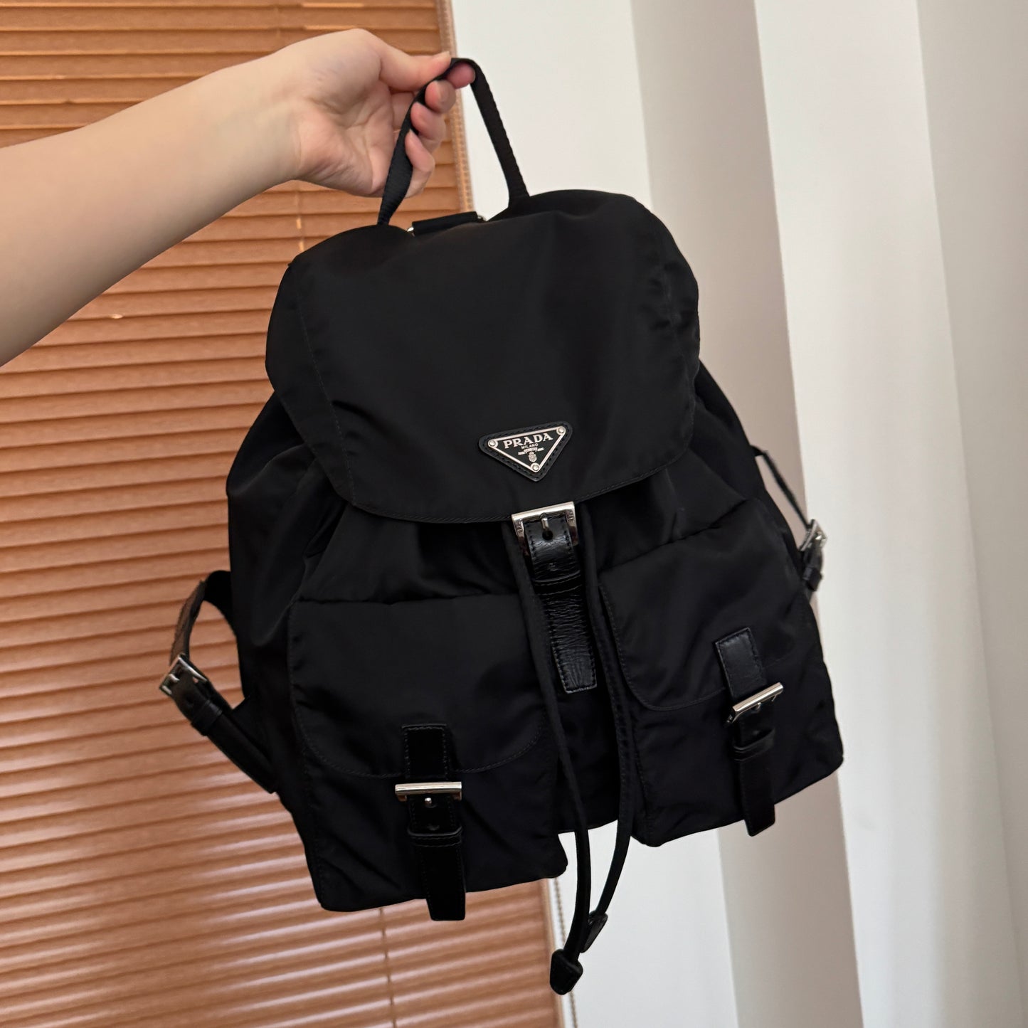 Vintage Prada double pocket backpack🪐