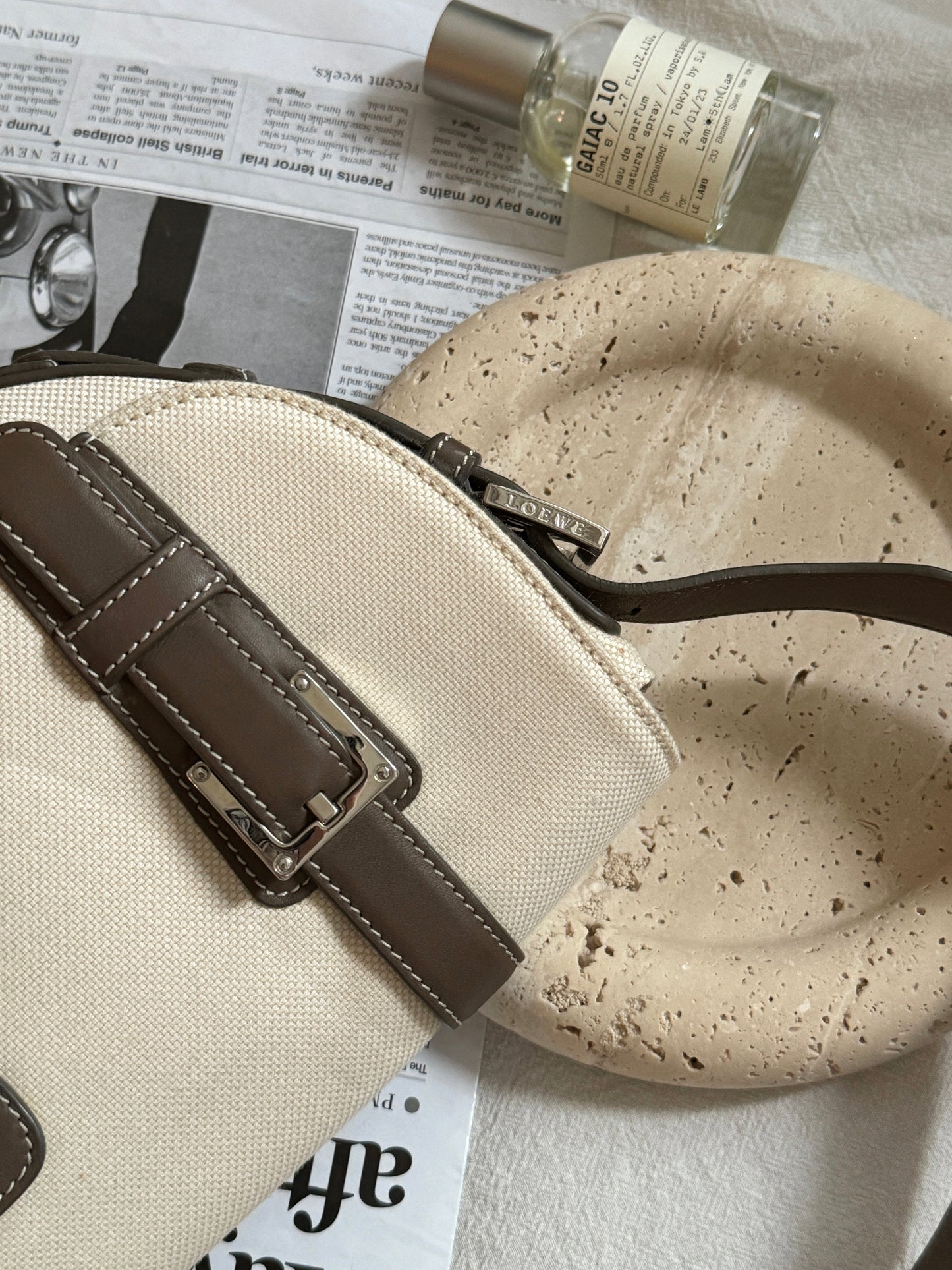 罕有Olive拼色！Vintage Loewe canvas underarm bag🫒